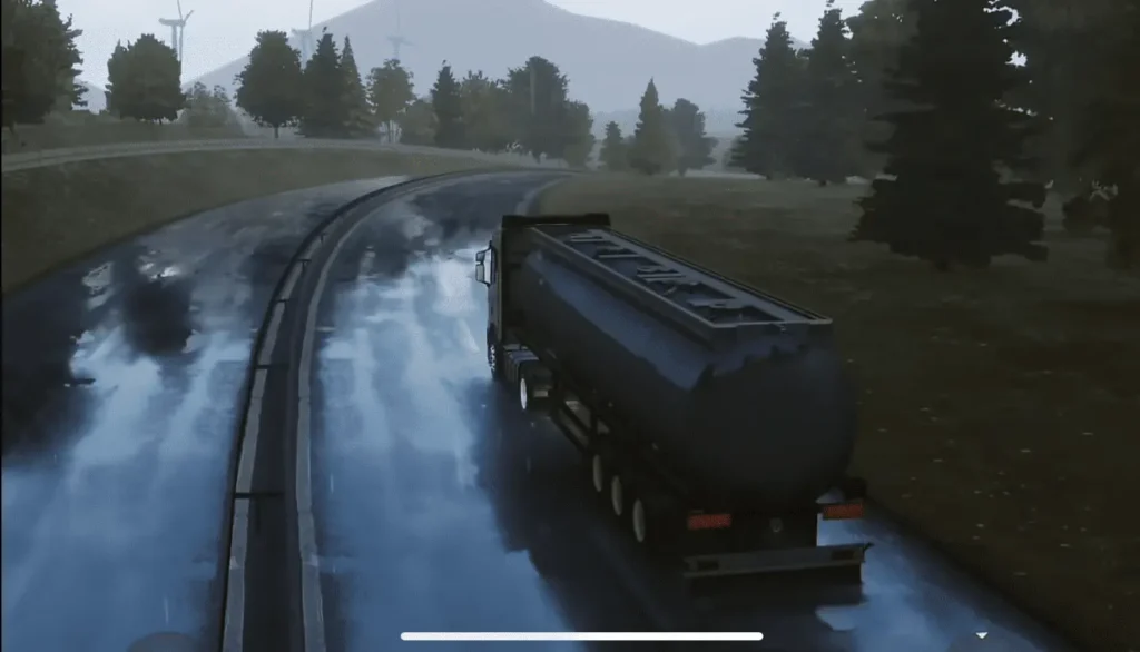 Truckers of Europe 3 MOD APK displaying dynamic weather effects and lighting system
