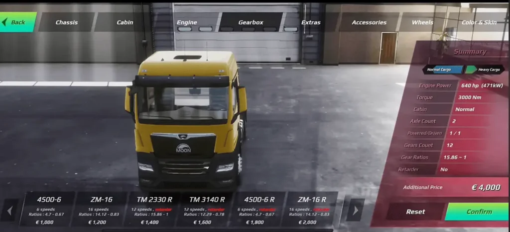 Truckers of Europe 3 game controls interface showing steering wheel, pedals, and dashboard buttons on mobile screen