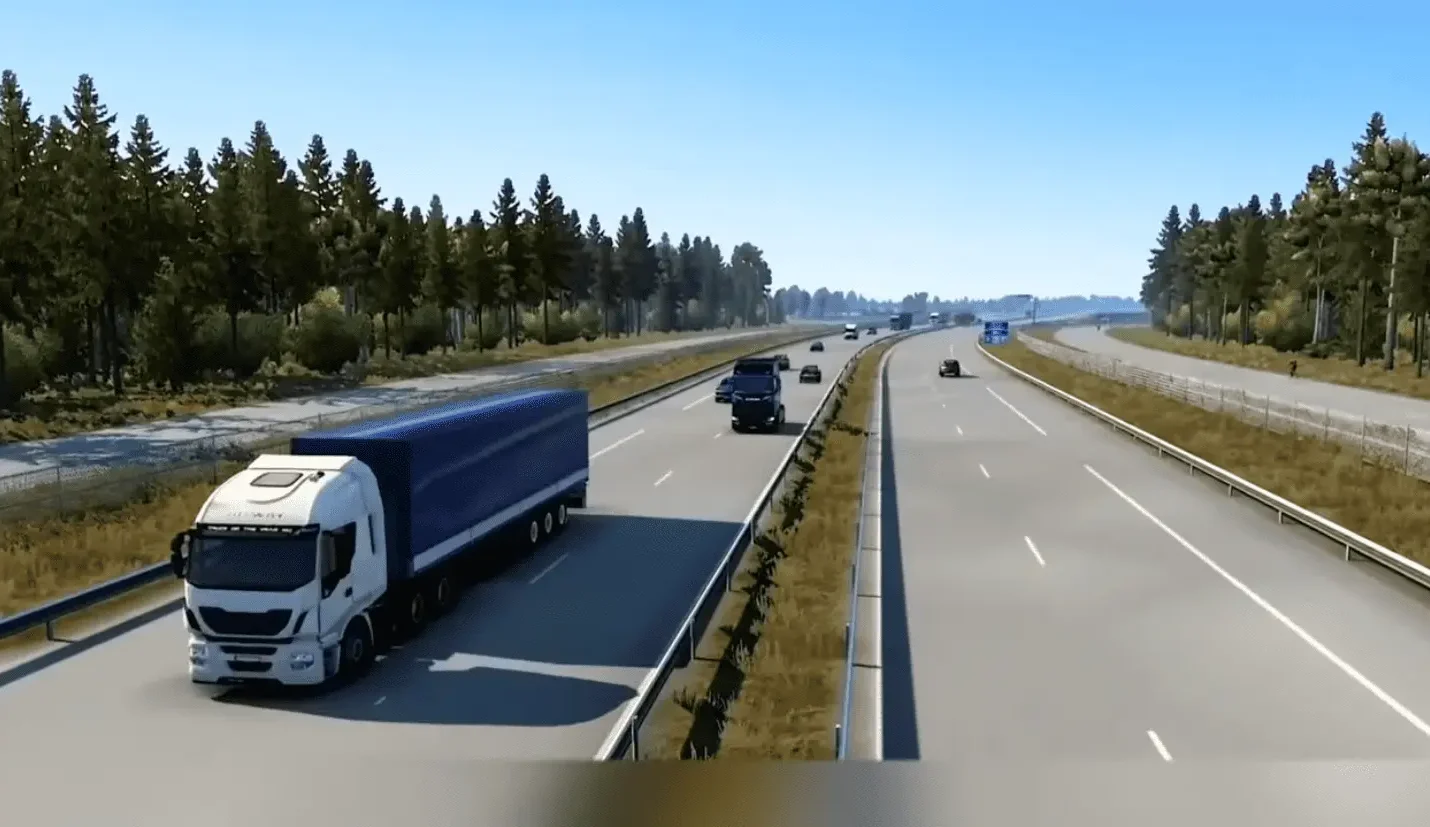 Truckers of Europe 3 MOD APK gameplay showing unlimited resources and premium trucks unlocked
